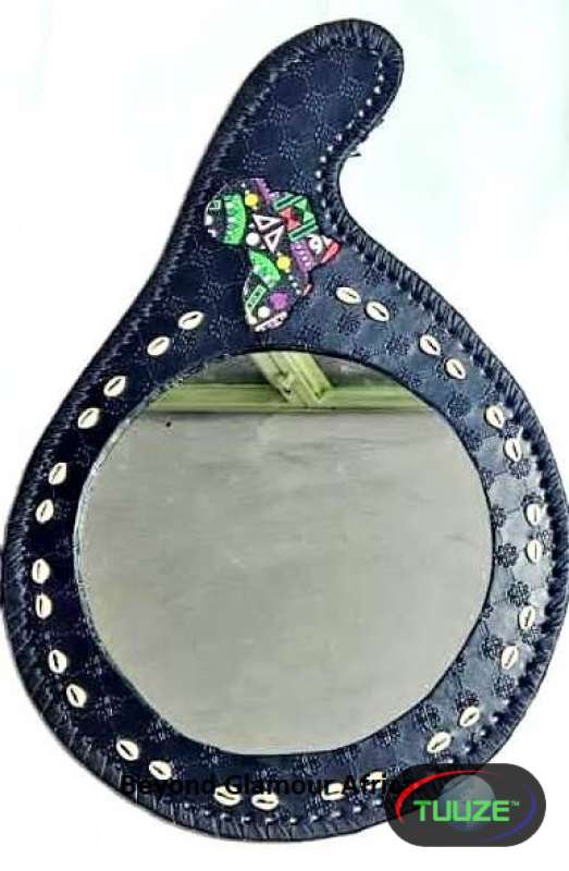Black Leather African Mirror