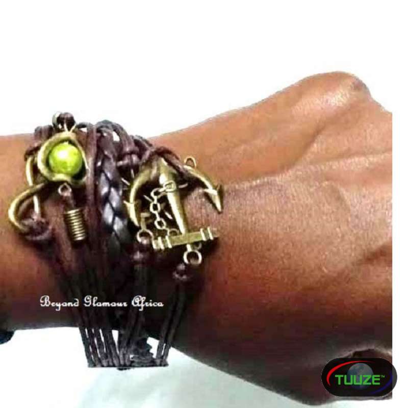 Brown Leather Anchor bracelet
