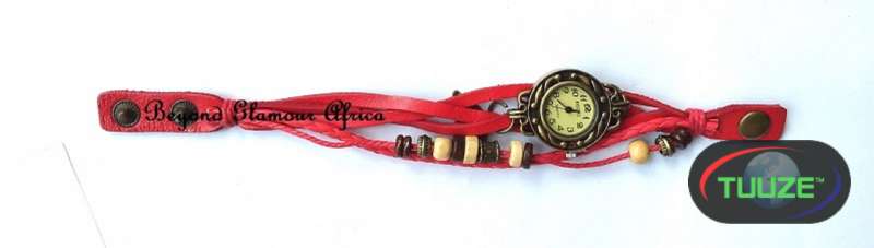 Ladies Leather Red Bracelet watch