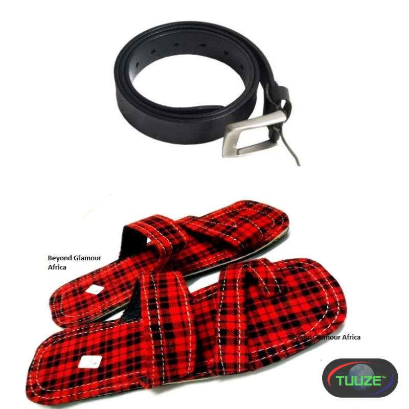 Maasai rinted sandals and belt