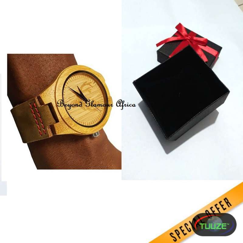 Mens Brown Bamboo Watch plus and  box