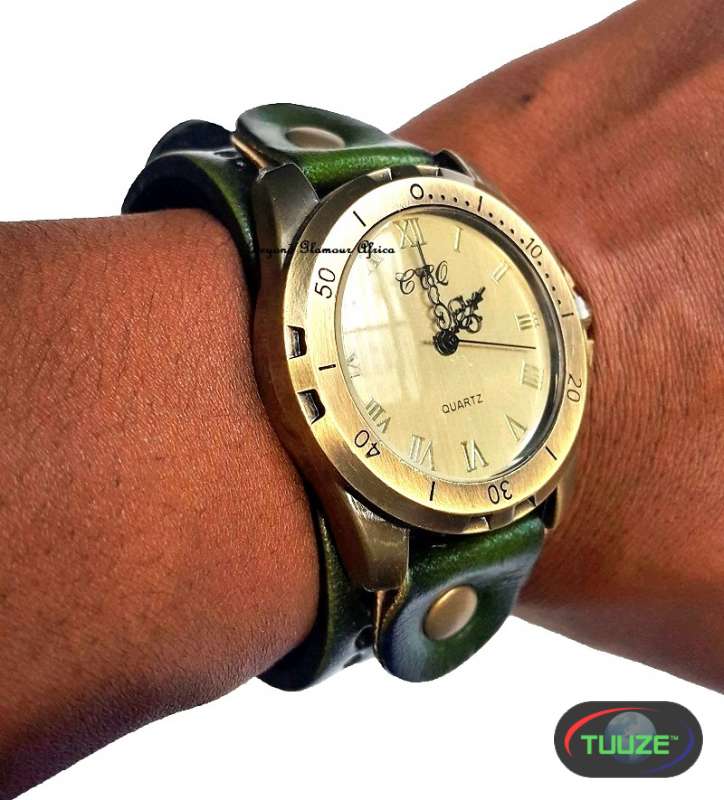Mens Green Leather watch