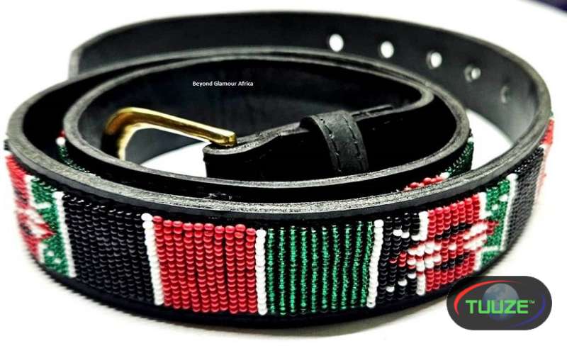 Mens Kenya Beaded leather belt