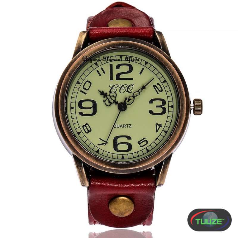 Red Leather classic watch