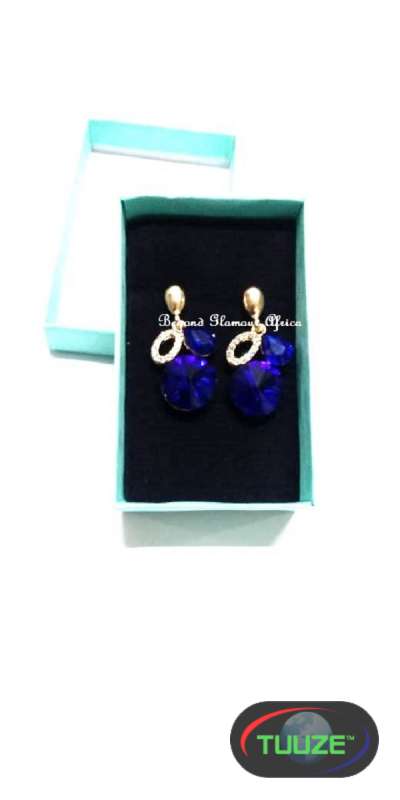 Womens Golden Blue crystal earrings