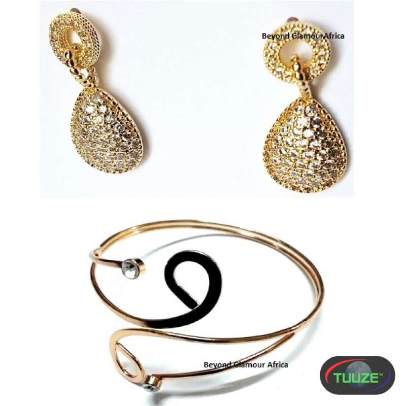 Womens Golden fashion armlet and earrings