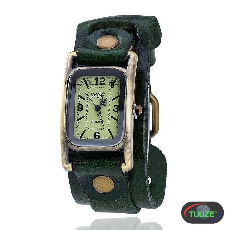 Womens Green leather watch 