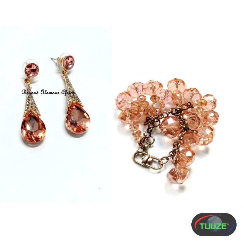 Womens Pink Crystal Fashion Earrings with keyholde