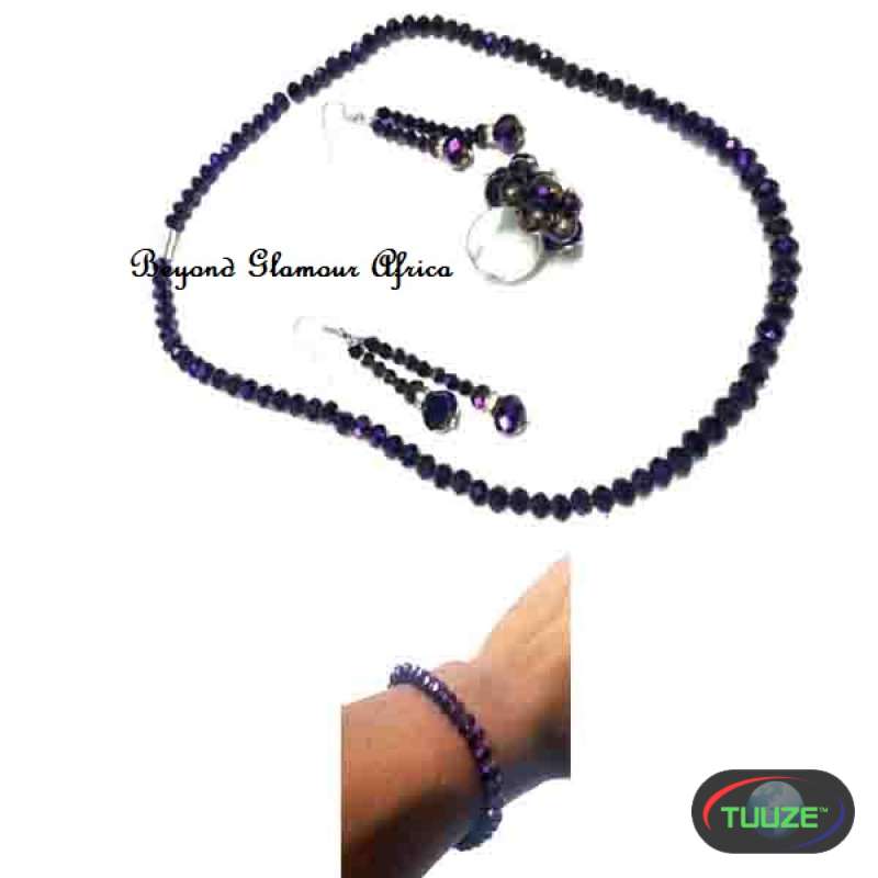 Womens Purple crystal jewelry set COMBO