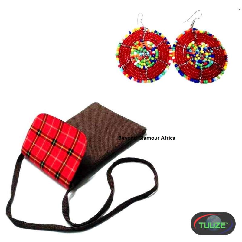 Womens Red Jute sling Bag   earrings