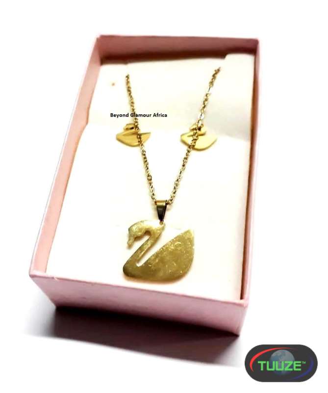 Womens Swan GoldTone Jewelry Set