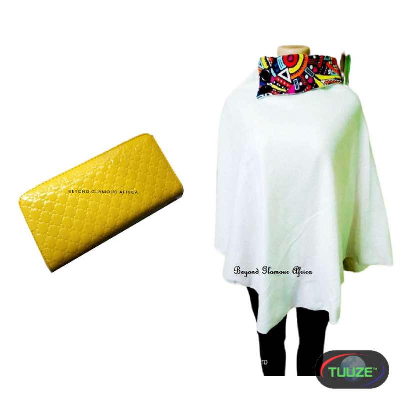 Womens ankra Cream Poncho with clutch combo